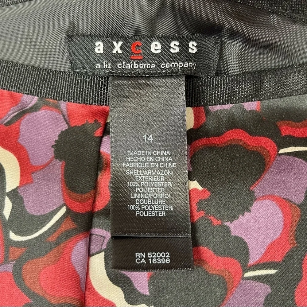 Axcess by Liz Claiborne Abstract Floral Print Flared Midi Skirt Size 14